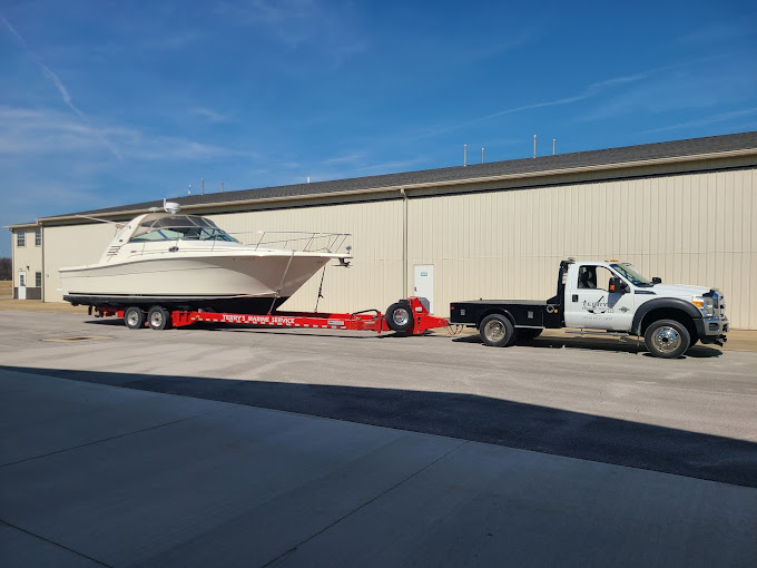 Large cabin cruiser at Terry's Marine facility